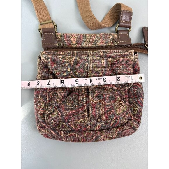 Fossil brand women's crossbody mini bag brown paisley patterned zipper closure - Picture 9 of 10
